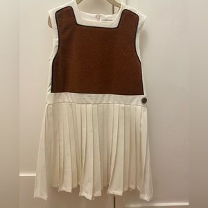 Designer Brown and white pleated dress
